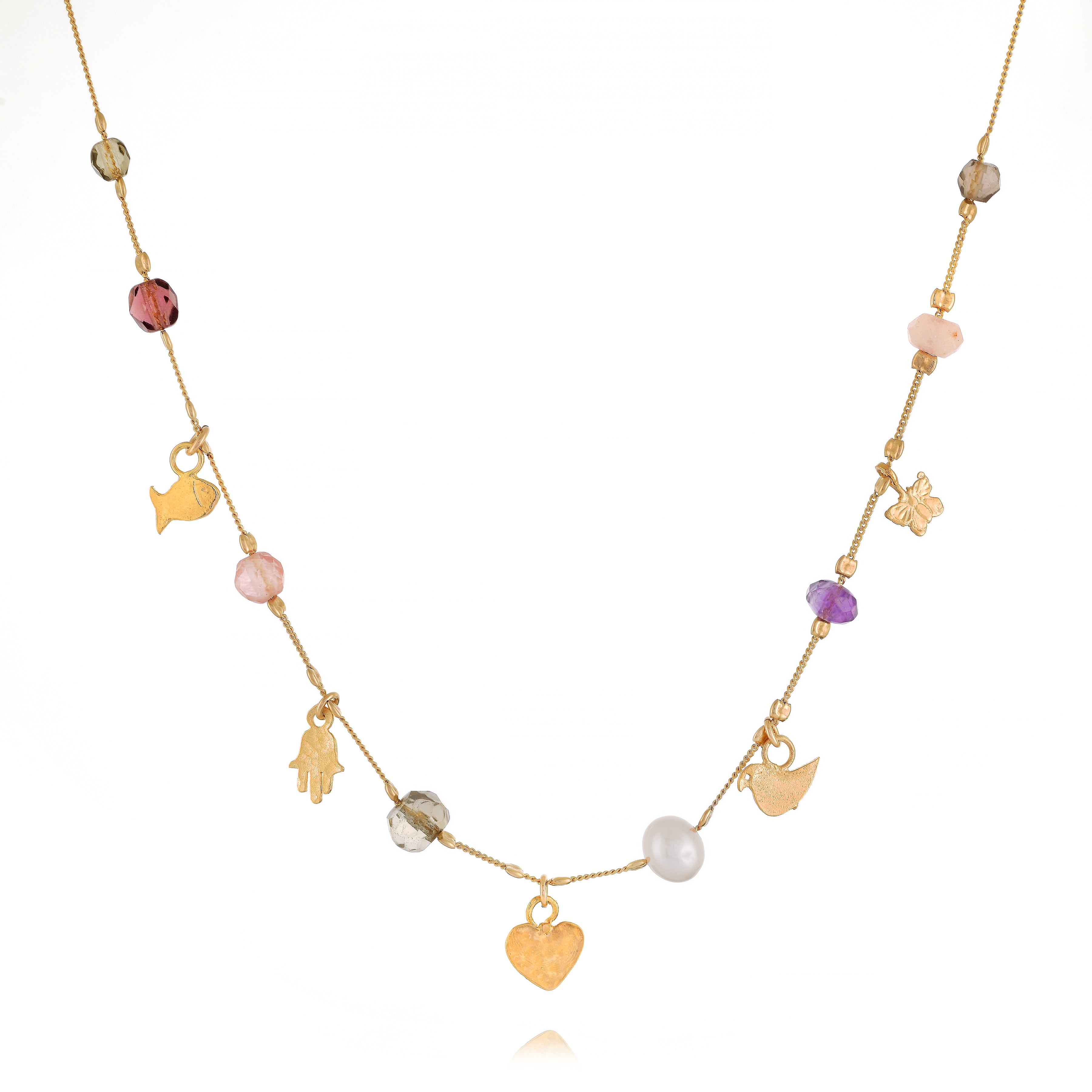 Vermeil Charm & Bead Station Necklaces, (Var) 16"