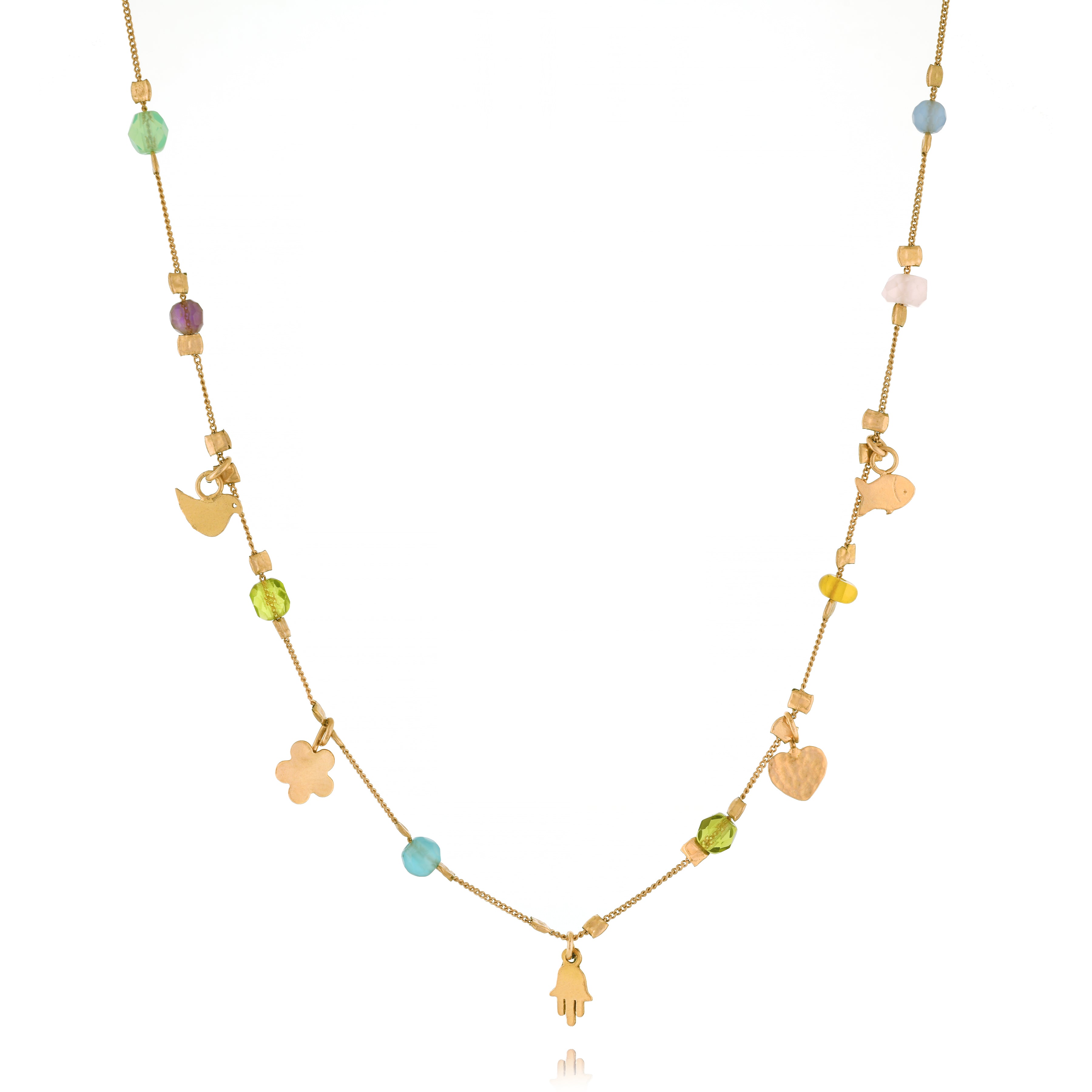 Vermeil Charm & Bead Station Necklaces, (Var) 16"