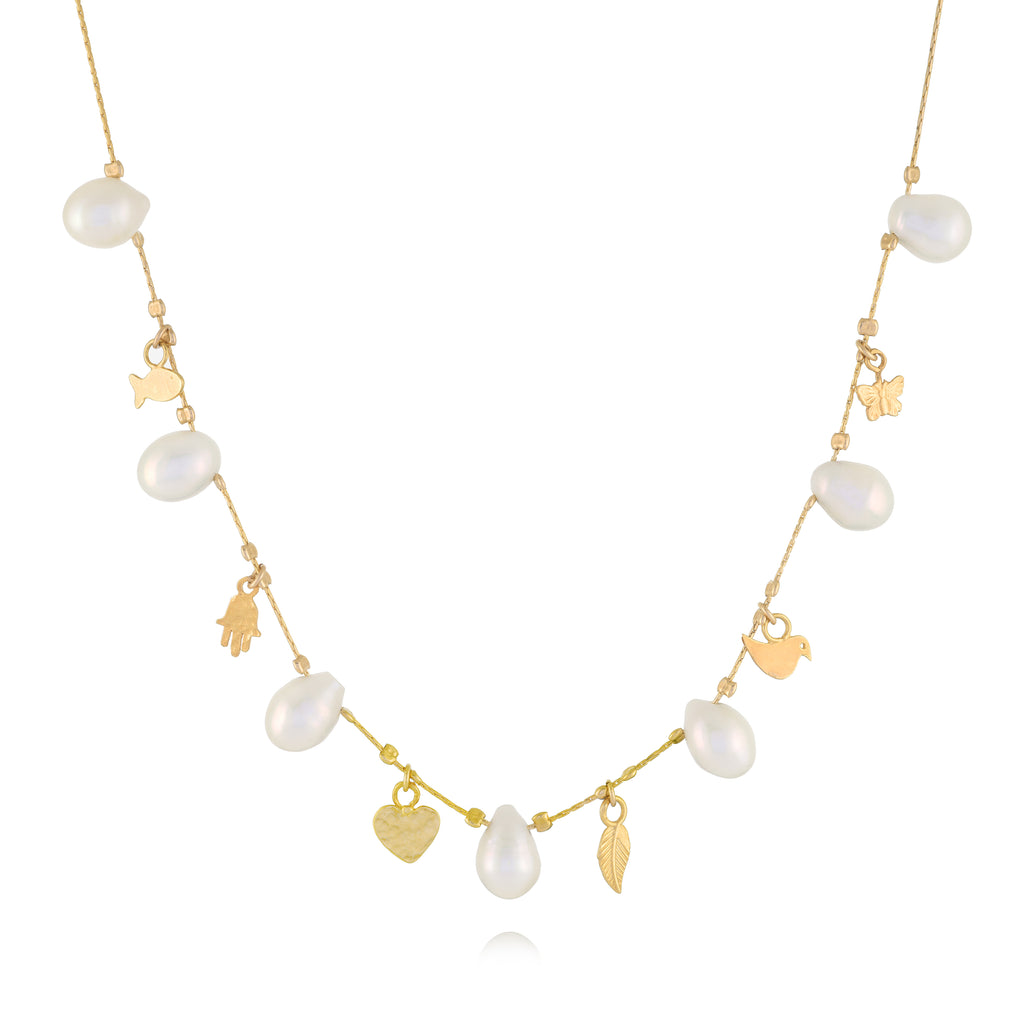 Vermeil Charm & Bead Station Necklaces, (Var) 16"