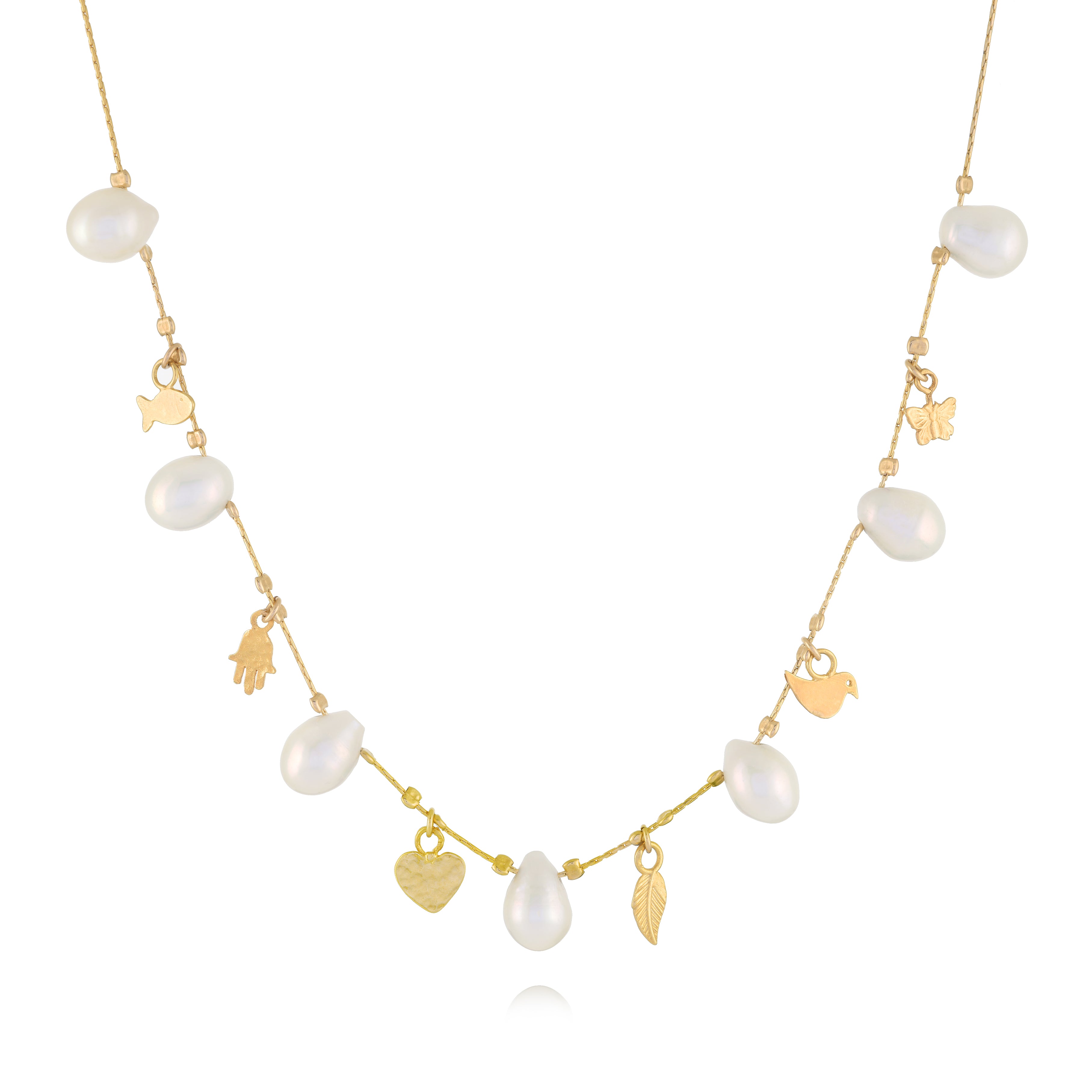Vermeil Charm & Bead Station Necklaces, (Var) 16"
