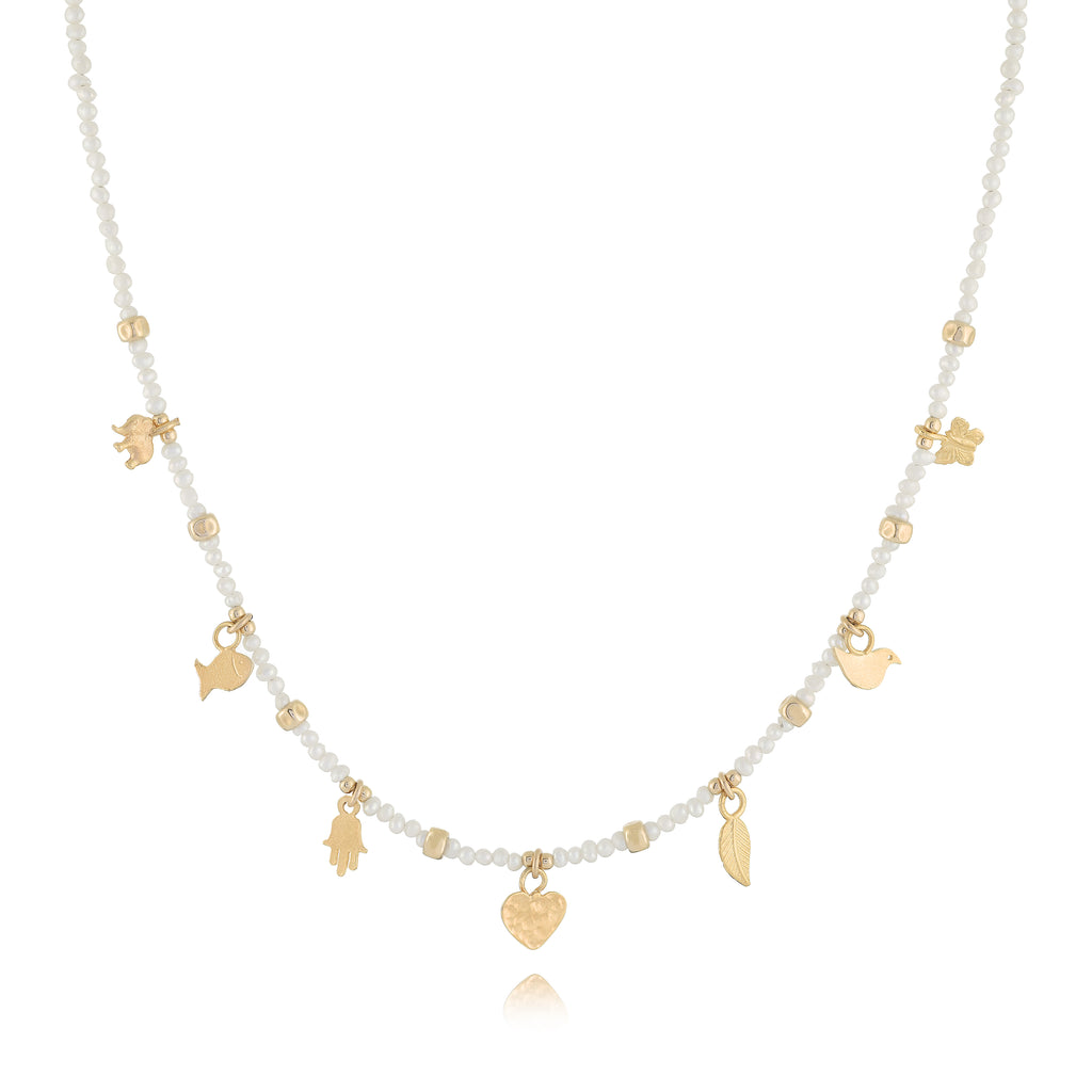 Vermeil Charm & Bead Station Necklaces, (Var) 16"