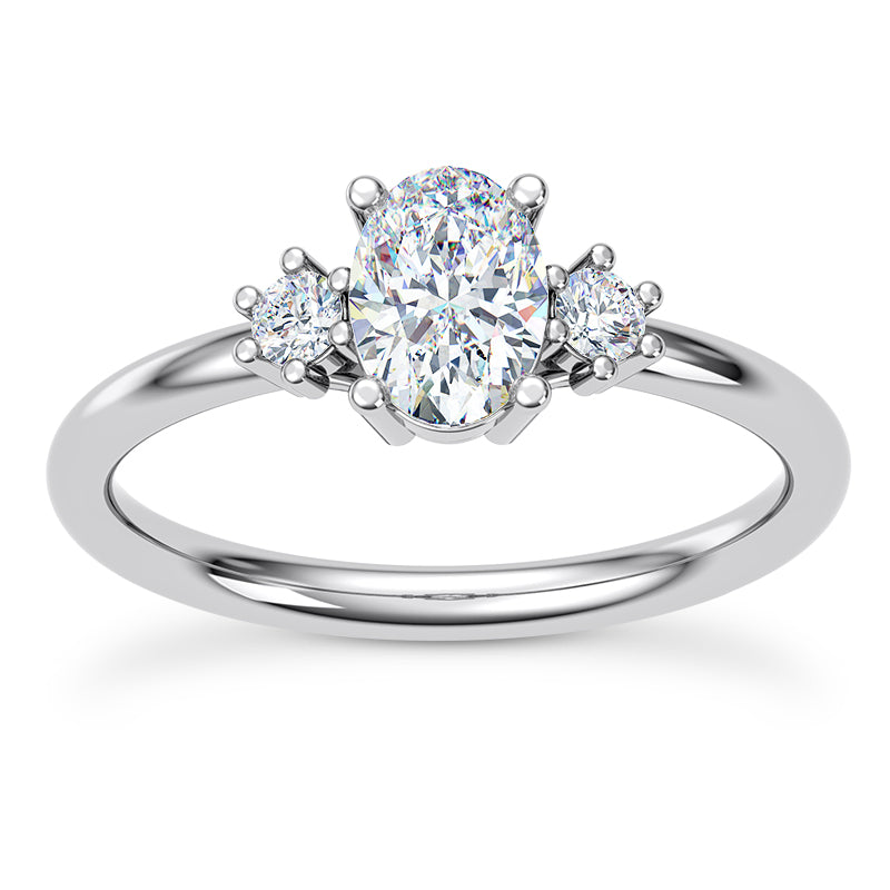 14 Karat Gold Oval Three Stone Ring