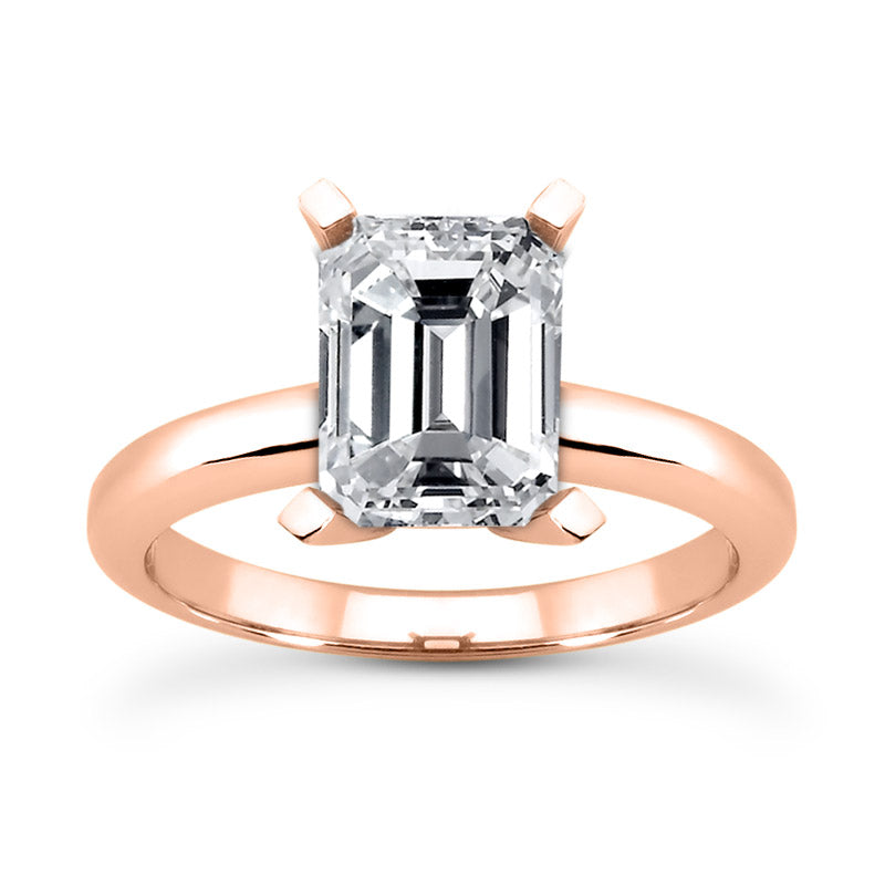 Solitaire diamant taille émeraude en or 14 carats