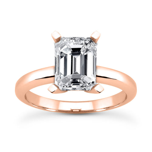 Solitaire diamant taille émeraude en or 14 carats