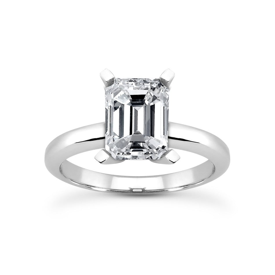 Solitaire diamant taille émeraude en or 14 carats