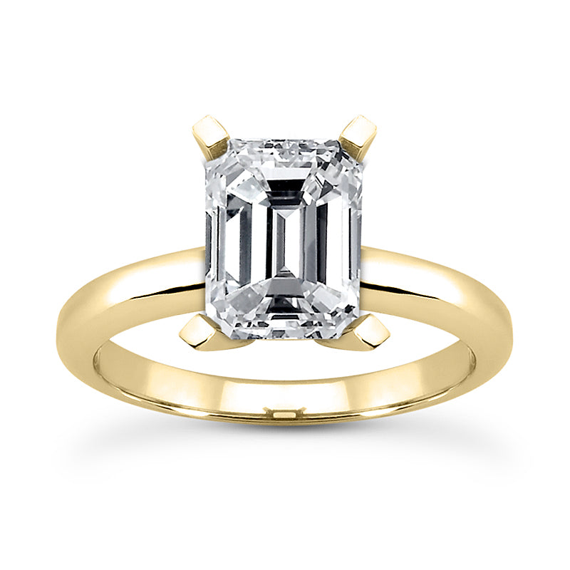 Solitaire diamant taille émeraude en or 14 carats