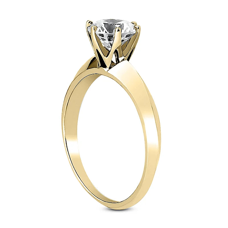 Solitaire diamant taille émeraude en or 14 carats