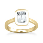 Solitaire diamant taille émeraude en or 14 carats