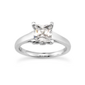 Solitaire diamant taille émeraude en or 14 carats
