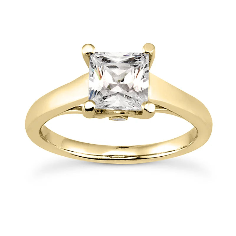 Solitaire diamant taille émeraude en or 14 carats