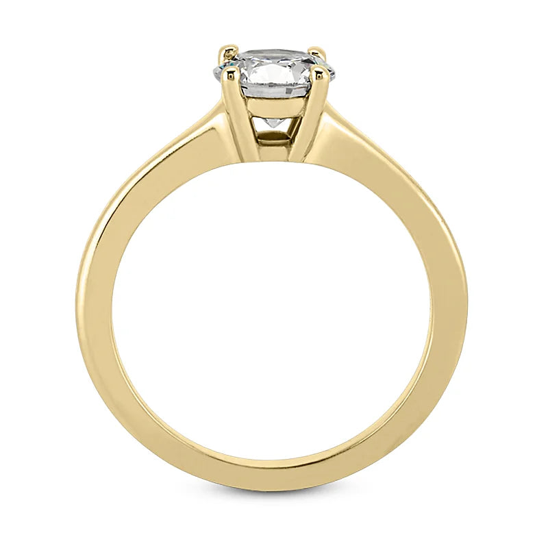 Solitaire diamant taille émeraude en or 14 carats