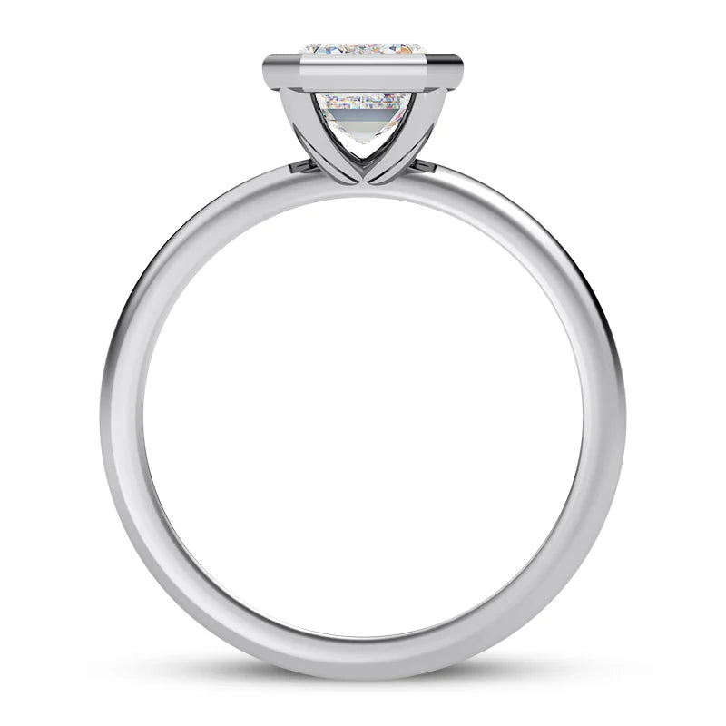 Solitaire diamant taille émeraude en or 14 carats