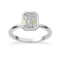 Solitaire diamant taille émeraude en or 14 carats