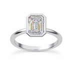 Solitaire diamant taille émeraude en or 14 carats