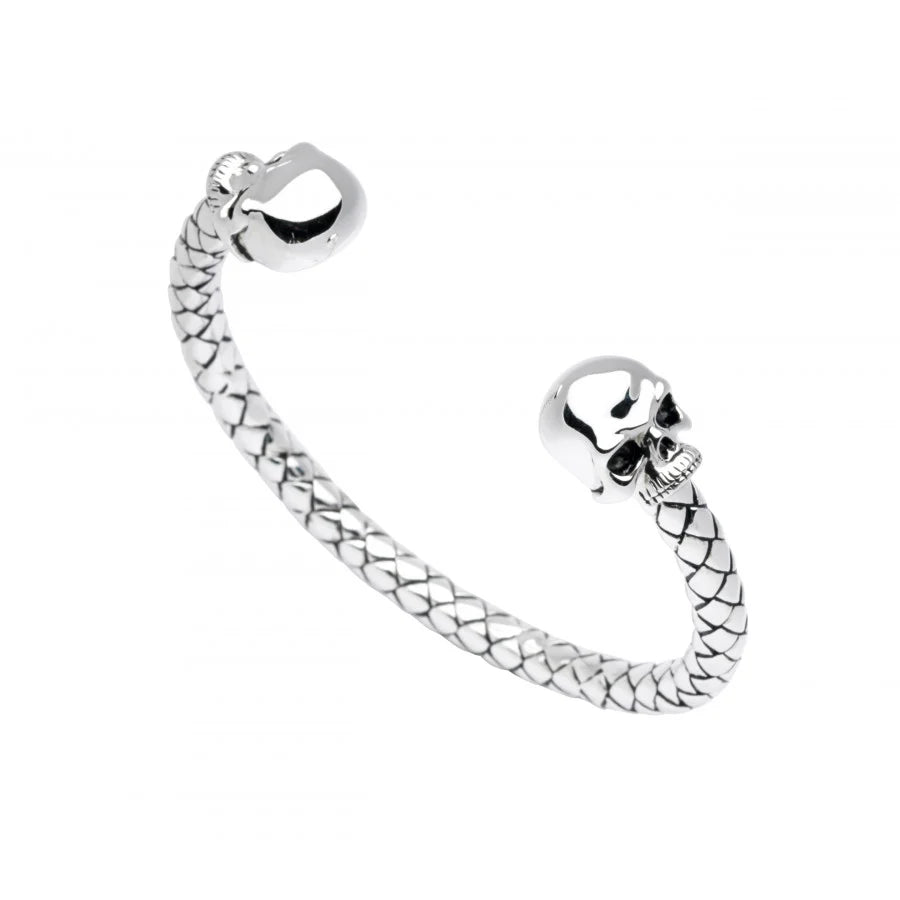 Silver Skull Bracelet (Torque)