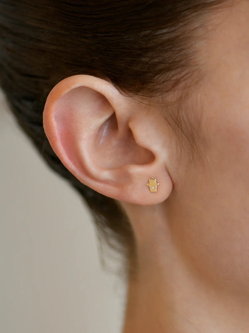 14 Karat Gold Jac+Jo Icon Hamsa Stud