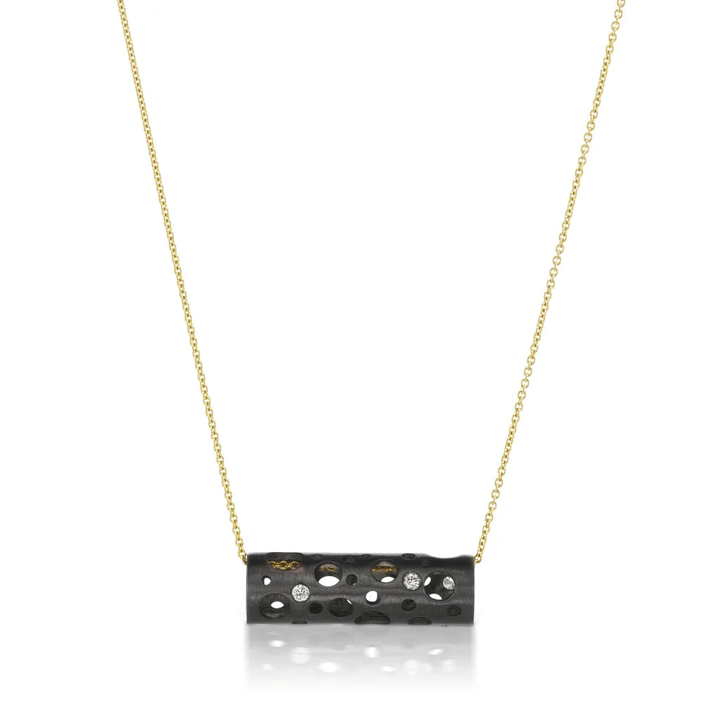 Burnish Set Holly Pendant 18KT & Silver .35