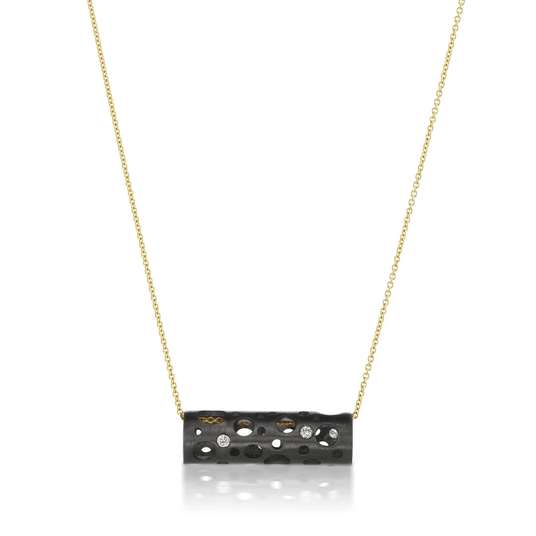 Burnish Set Holly Pendant 18KT & Silver .35