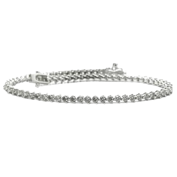 White Gold Tennis Bracelet (.02 carats), 3-Claw Setting
