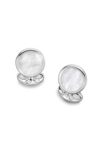 Round Cufflinks, Mother-Of-Pearl & Sterling Silver