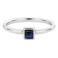 14 Karat White Gold Mini Solitaire Birthstone Square-Cut Sapphire Ring