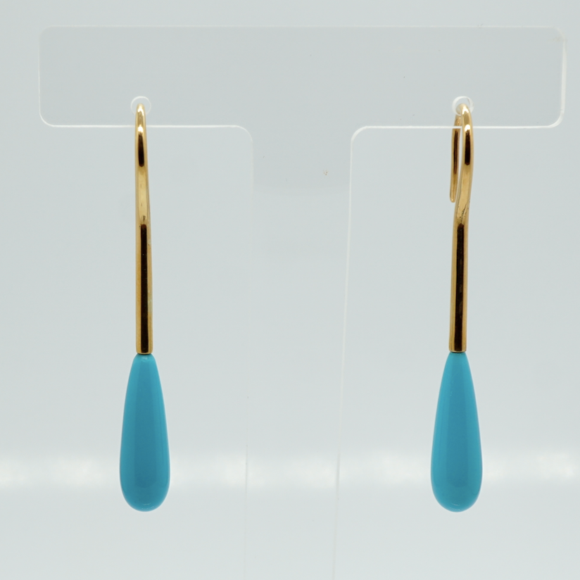 14 Karat Gold & Turquoise Drop Earrings