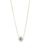 14 Karat Yellow Gold Aztec Micro Necklace Starburst