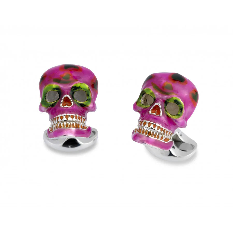 Mexican Skull Cufflinks in Purple