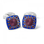 Fancy Enamel Cufflinks in Red and Blue