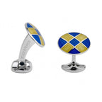 Silver Royal Blue & Bright Yellow Cufflinks