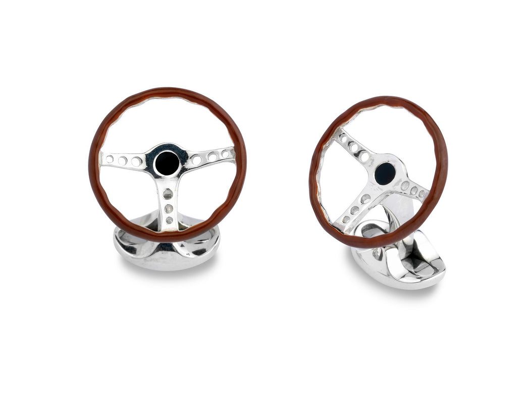 Silver Vintage Steering Wheel Cufflinks