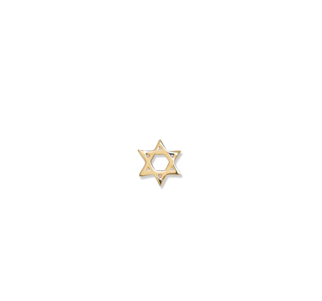 14Y Karat Love Letter MIni Star of David Gold Single Earring
