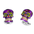 Mexican Skull Cufflinks in Purple