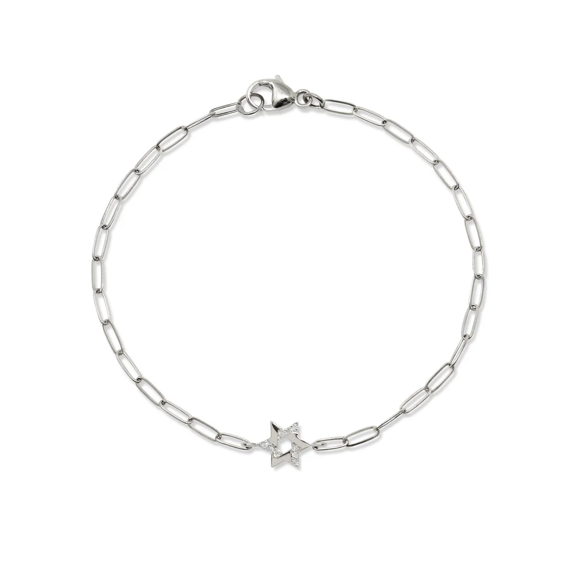 Silver Love Letter Pave Star of David Bracelet