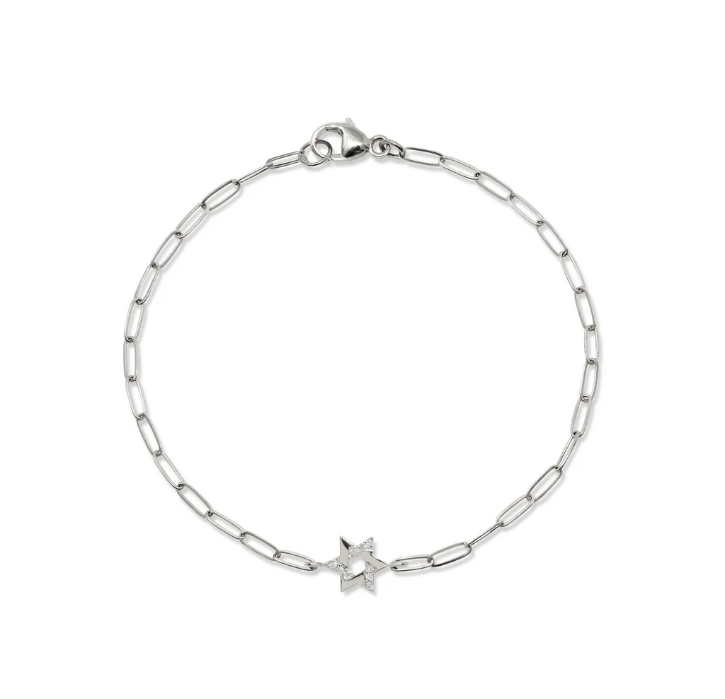 Silver Love Letter Pave Star of David Bracelet