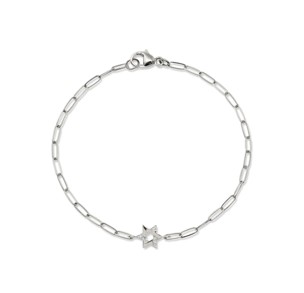 Silver Love Letter Pave Star of David Bracelet