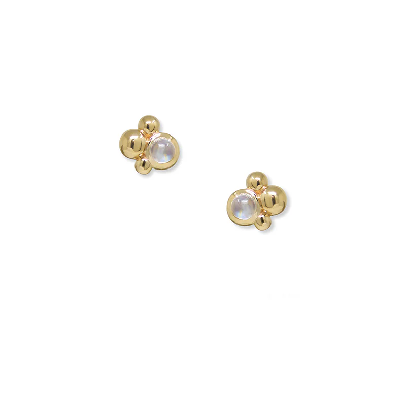 14 Karat Dew Drop Micro Bubbling Brook Studs