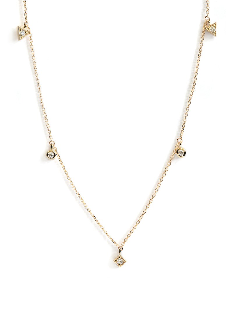 14 Karat Cléo Erika Diamond Geometric Crew Necklace
