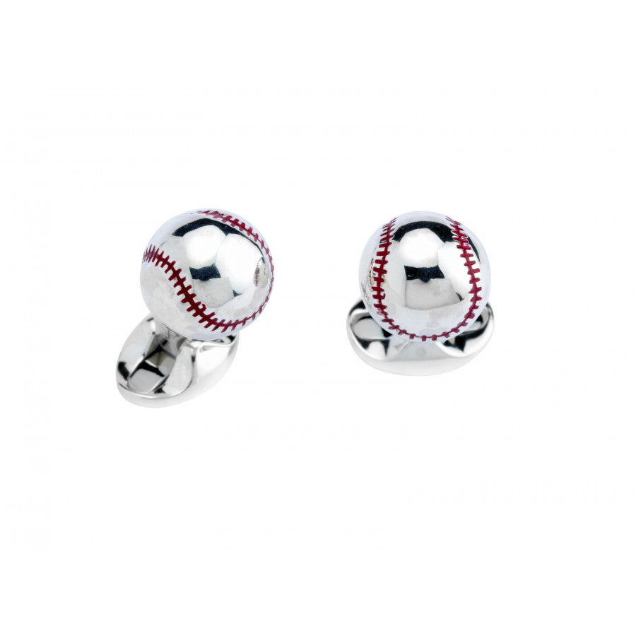 Silver Baseball Cufflinks
