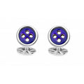Silver Small Dome Button with Navy Inlay