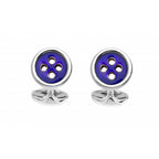 Silver Small Dome Button with Navy Inlay