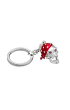 Red Bandana Skull Keyring, Sterling Silver