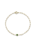 14 Karat Classique Bezel Birthstone Paperclip Bracelet