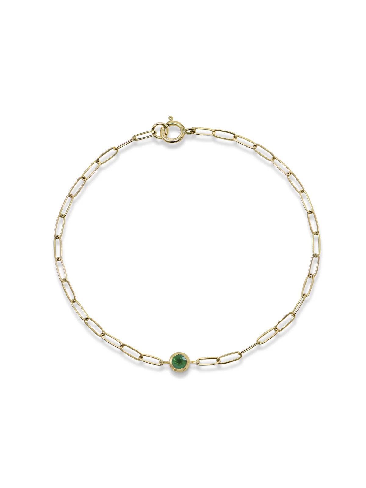 14 Karat Classique Bezel Birthstone Paperclip Bracelet