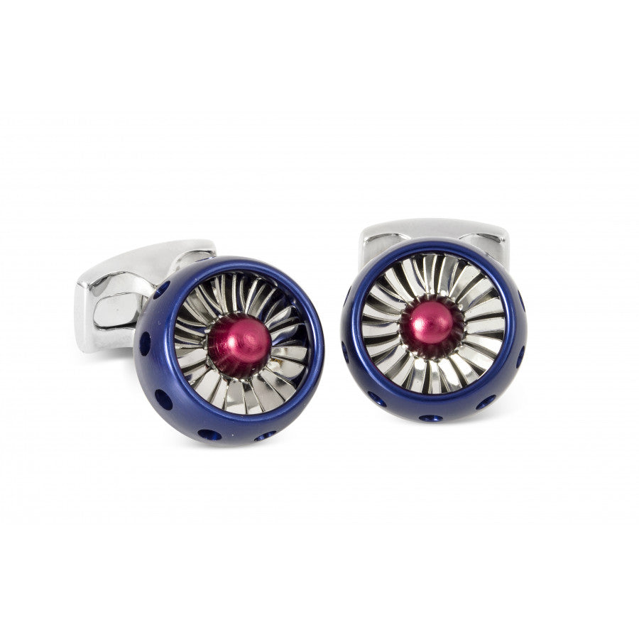 Jet Turbine Engine Cufflinks (RAF Blue & Red)