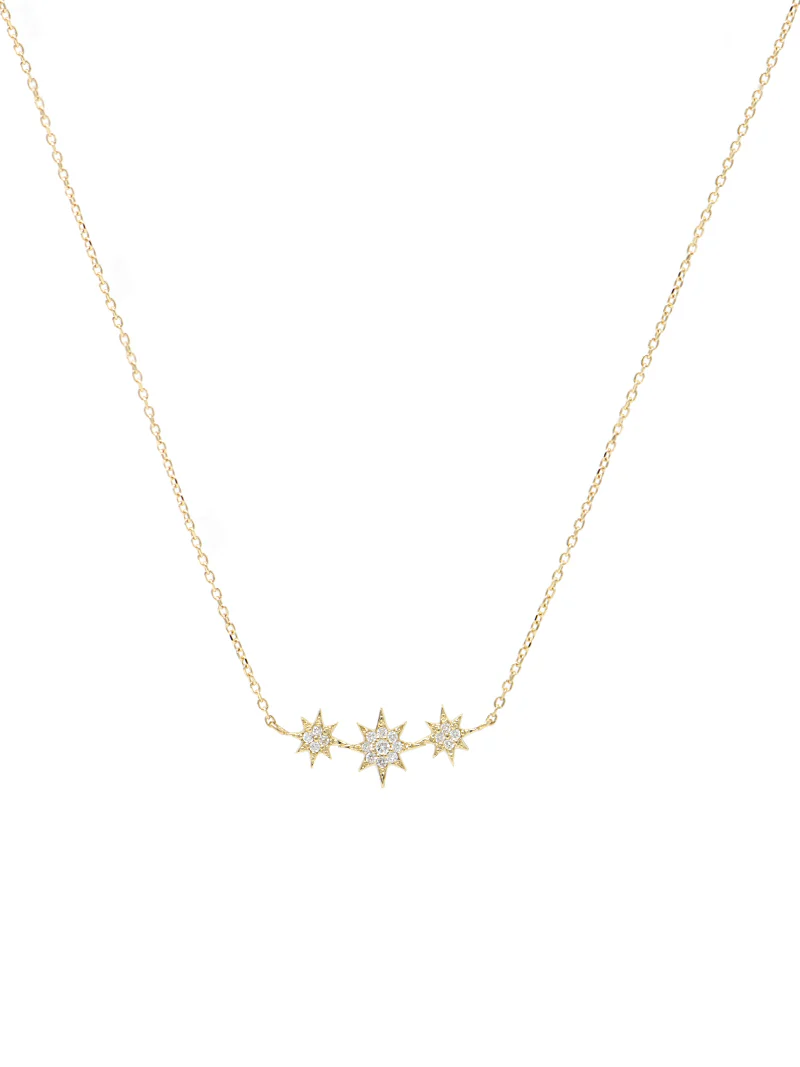 14 Karat Gold Aztec North Star Micro Bar Necklace
