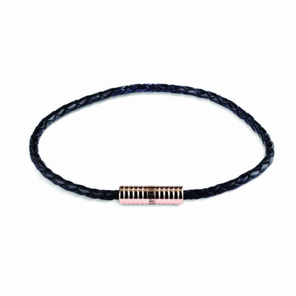 Black Leather Bracelet with Silver Clasp