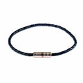 Black Leather Bracelet with Silver Clasp