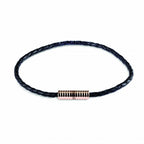 Black Leather Bracelet with Silver Clasp