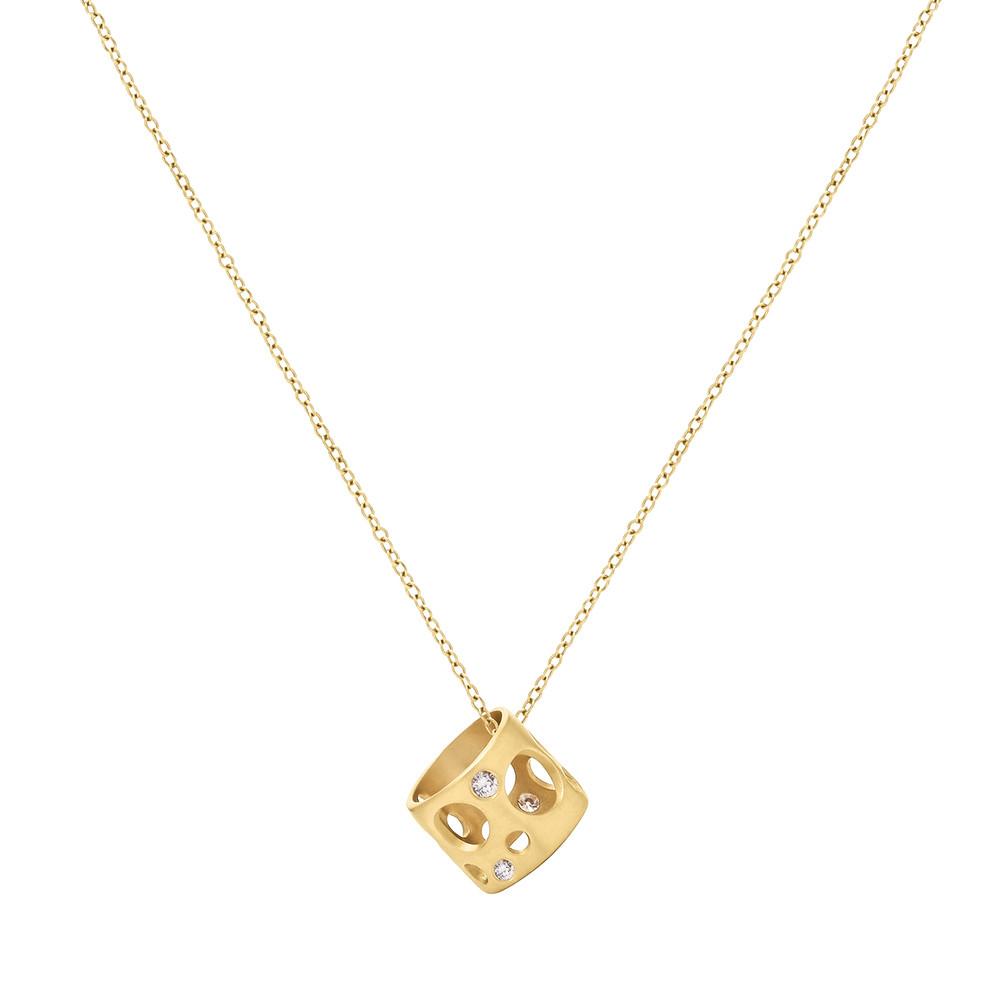 Tiny Holly Bead Necklace 18KT YG .07